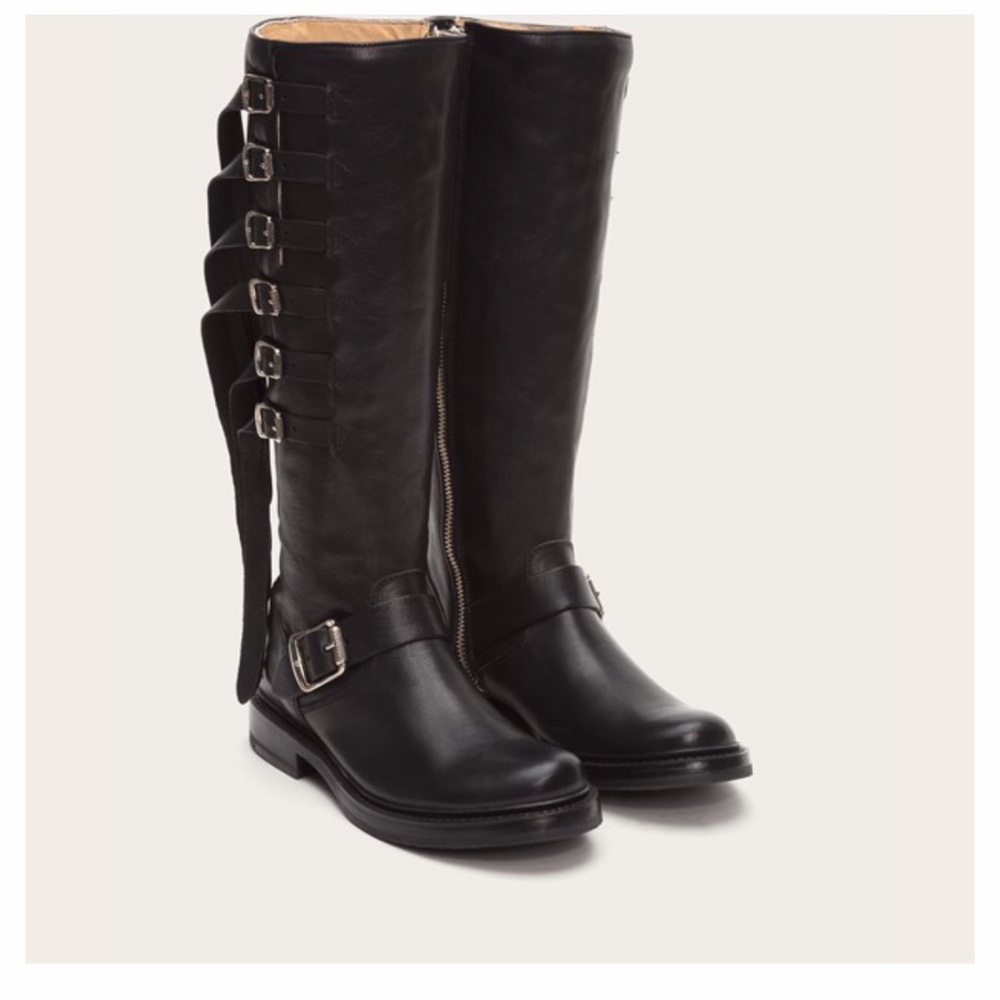 NEW Frye boots Black Veronica Strap Tall Size 6 - Picture 3 of 8